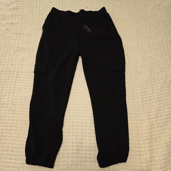 NWT Hunter And Brown Black Elastic Waist Cargo Jogger Pants Size Large - Picture 1 of 4